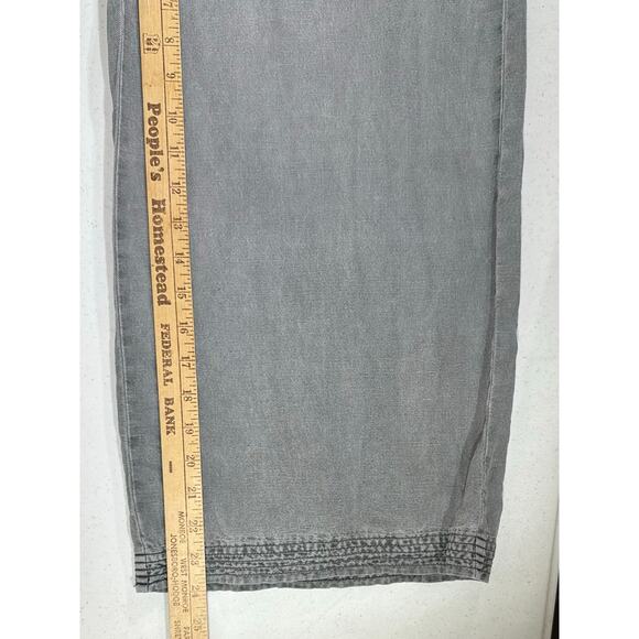 J By Joie Cropped Pants Size Large Gray Wash Wide Leg Linen Lyocell Drawstring - Picture 9 of 10